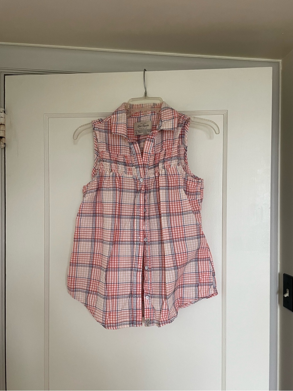 Old Ranch Peach Gingham Blouse